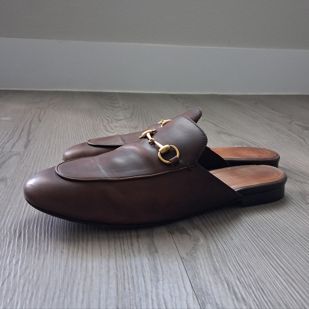 Gucci Princetown Brown Leather Mule 39.5EU - Picture 3 of 16